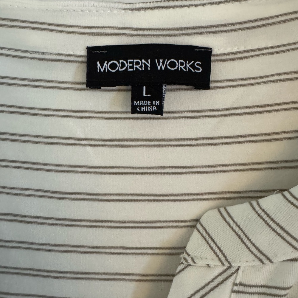 Women's Striped Top - Cream and Olive Green